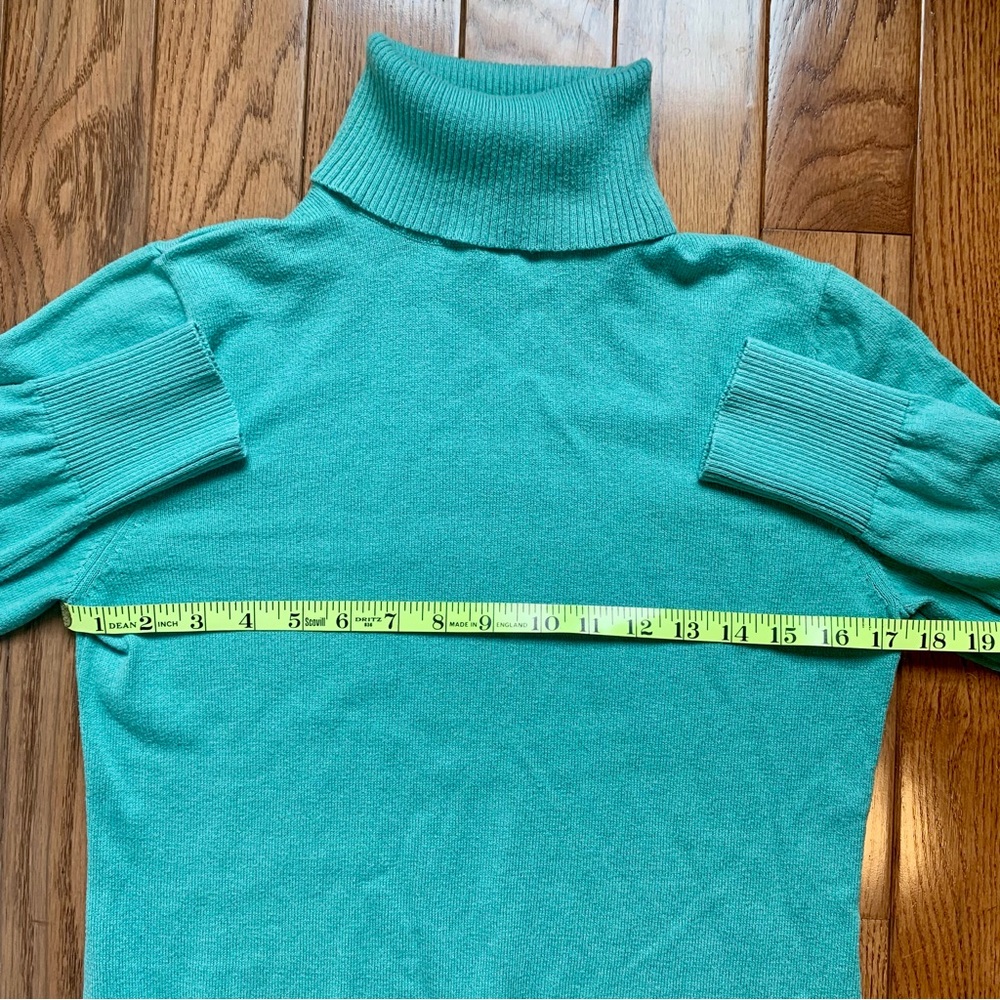 LL Bean Bright Blue Cotton & Cashmere Turtle Neck Long Sleeve Pullover Sweater S - Picture 9 of 11